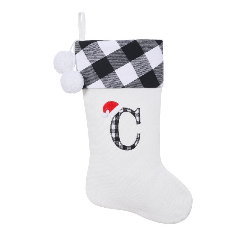 SIRIPHUM 20 Inches Initial Monogram Embroidered lettetr Christmas Stocking - Image 1
